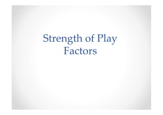 Strength of Play
Factors
 