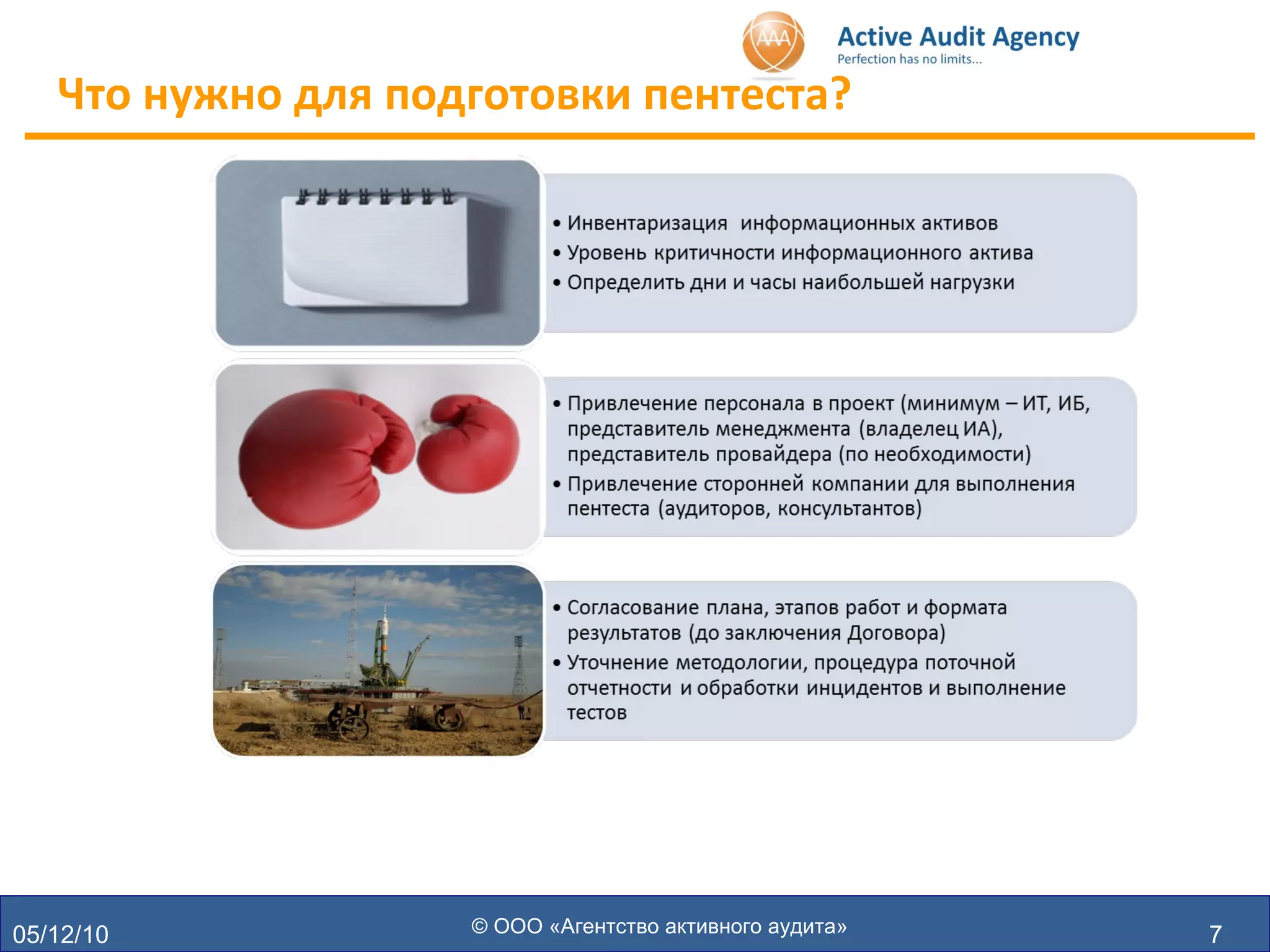 05/12/10 Что нужно для подготовки пентеста?  © ООО «Агентство активного аудита» 