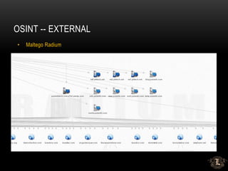 OSINT -- EXTERNAL
• Maltego Radium
 