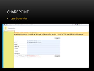 SHAREPOINT
• User Enumeration
 