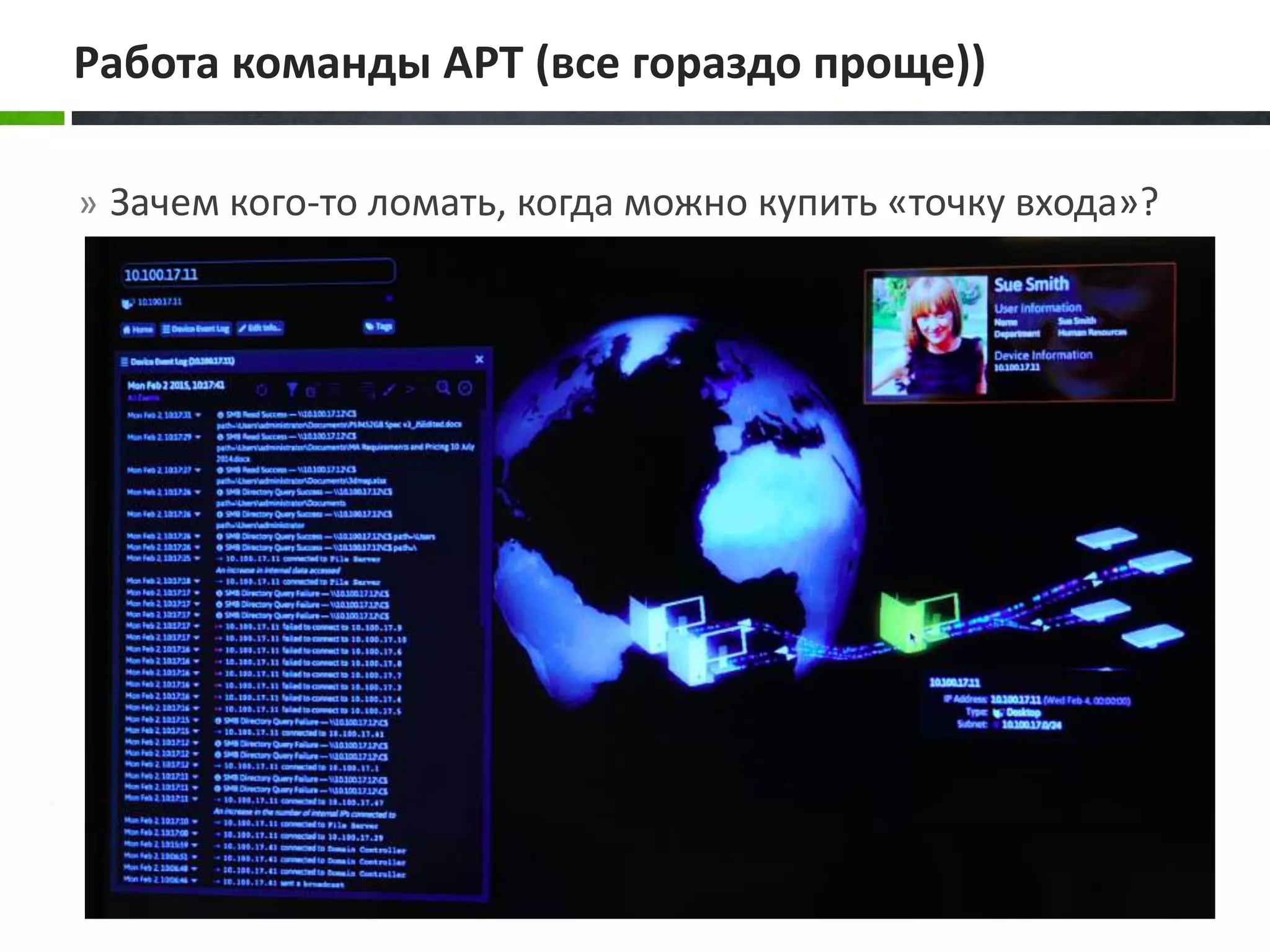» Зачем кого-то ломать, когда можно купить «точку входа»?
Работа команды APT (все гораздо проще))
 