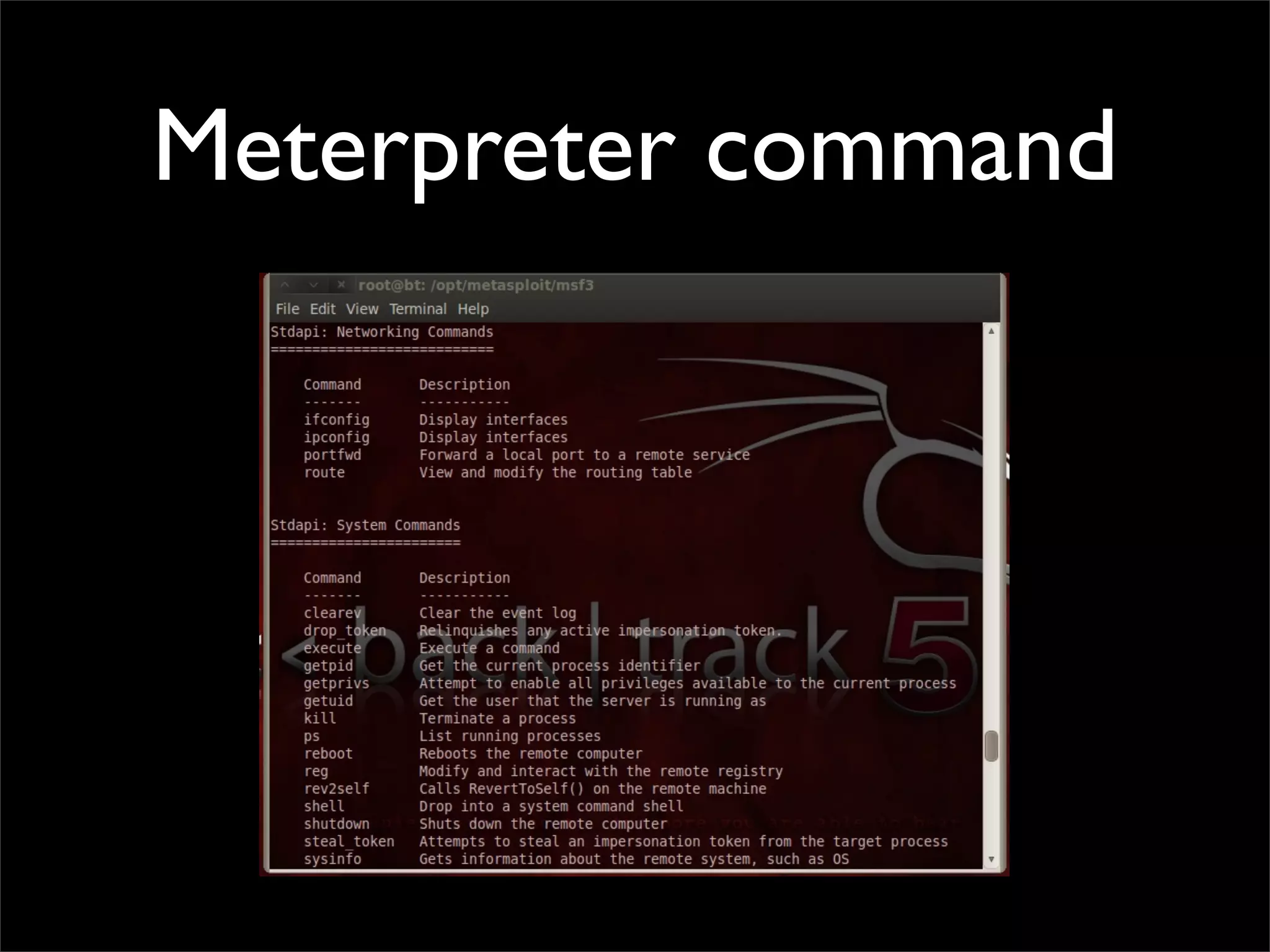 Meterpreter command
 