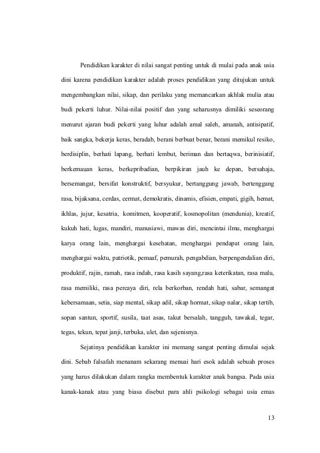 Pentingnya Pendidikan Karakter Pada Anak Sejak Usia Dini Dan Peran