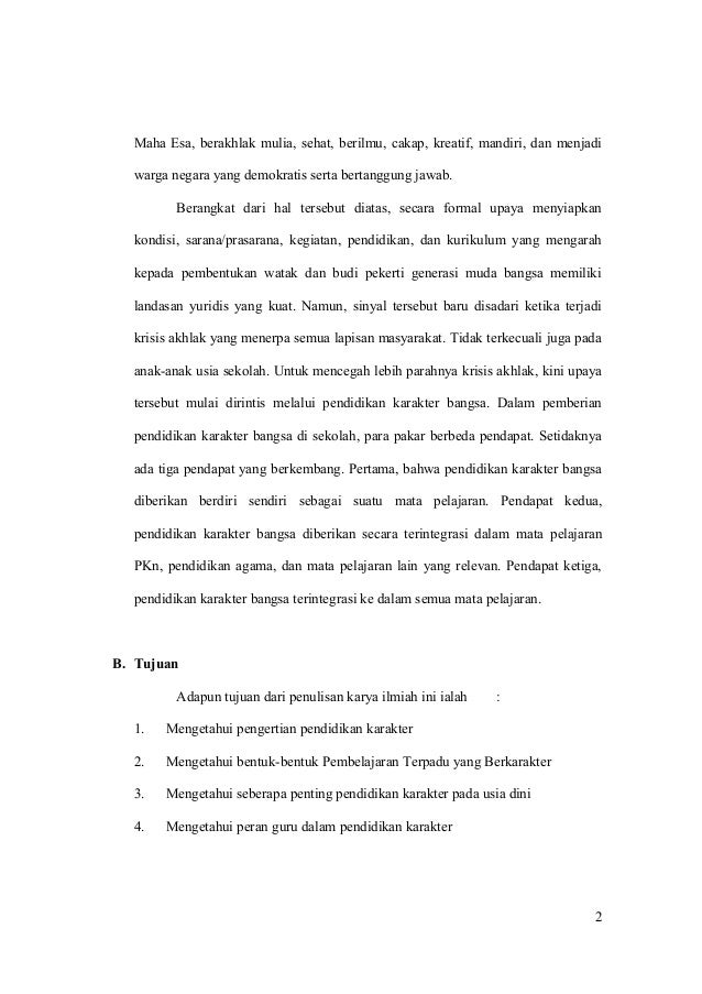 Makalah Pendidikan Karakter Anak Usia Dini