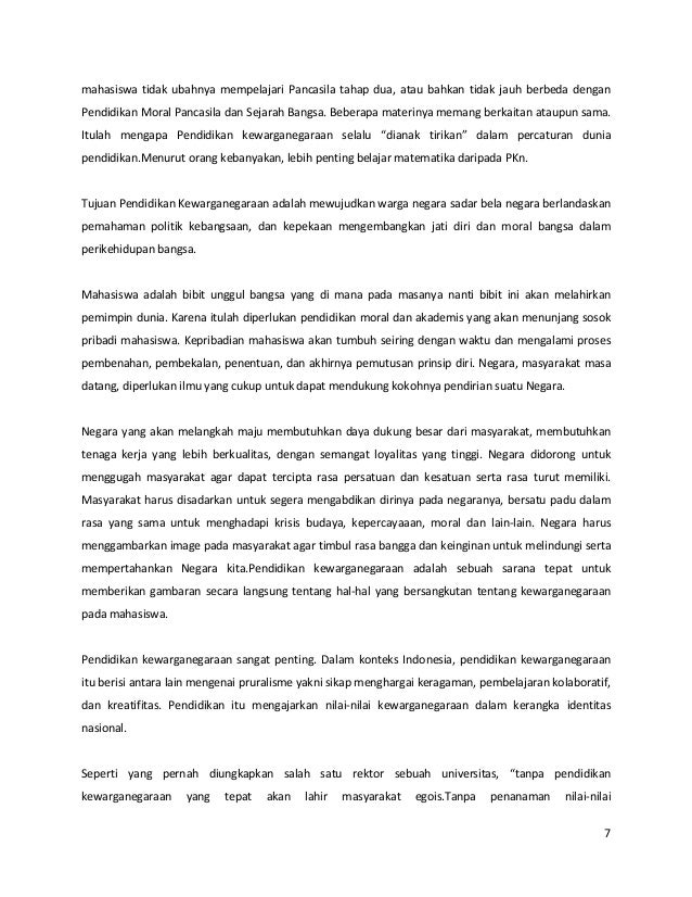 Pendidikan Kewarganegaraan Sebuah Jati Diri Bangsa