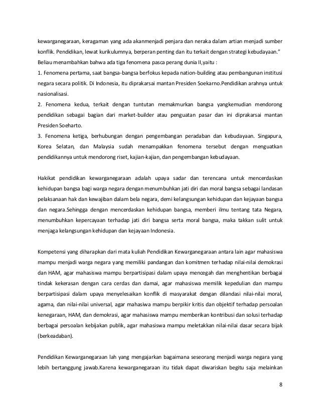 Pendidikan Kewarganegaraan Sebuah Jati Diri Bangsa