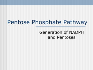 Pentose Phosphate Pathway Generation of NADPH and Pentoses 