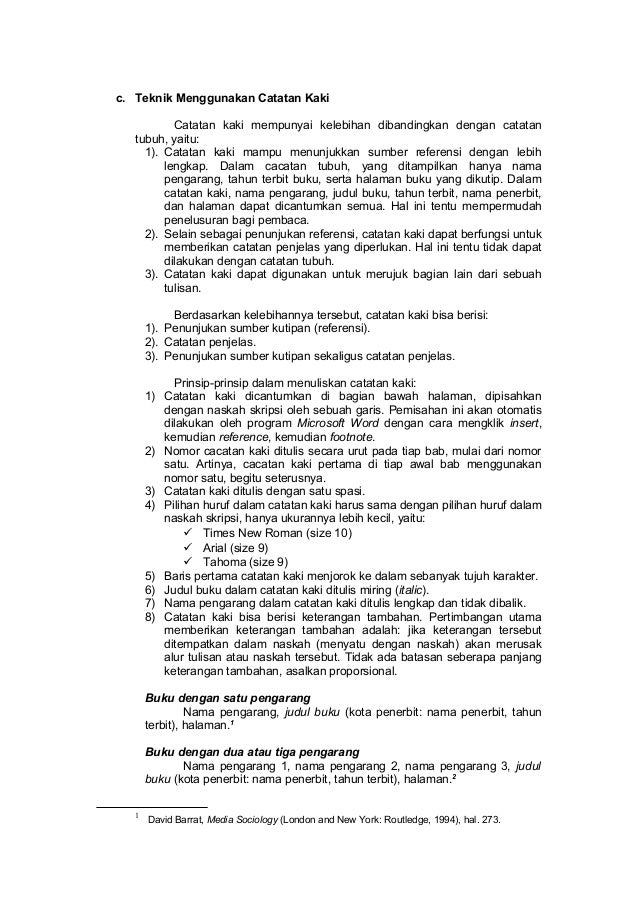 Contoh Makalah Yang Menggunakan Catatan Kaki Aneka Macam