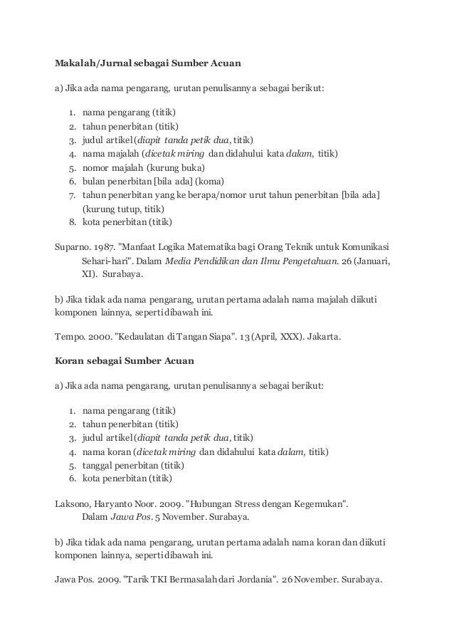 Penulisan daftar pustaka yang benar
