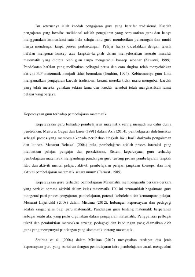 Penulisan ilmiah (kepercayaan guru terhadap matematik)