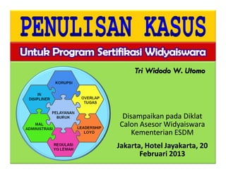 Disampaikan pada Diklat
Calon Asesor Widyaiswara
    Kementerian ESDM
Jakarta, Hotel Jayakarta, 20
               Jayakarta,
       Februari 2013
 