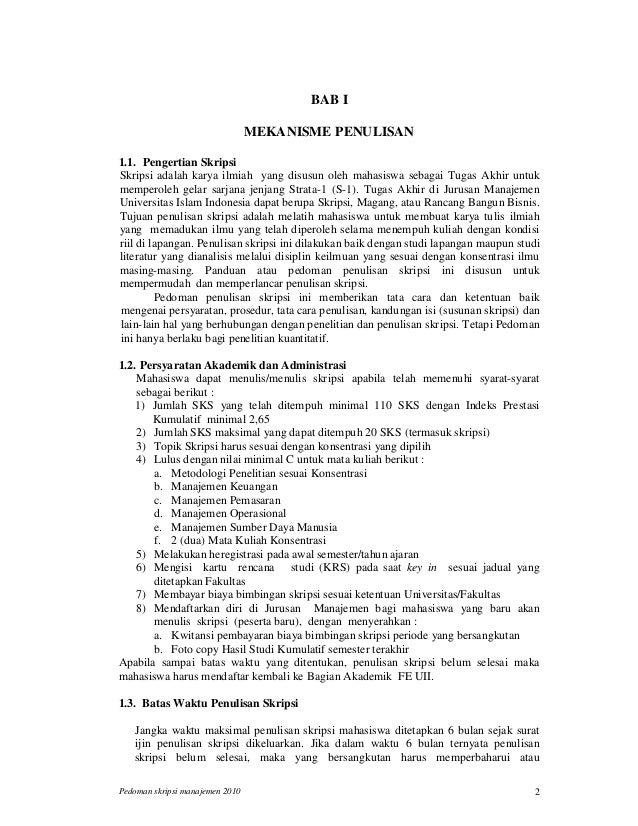 Penulisan Skripsi S1 Manajemen Uii