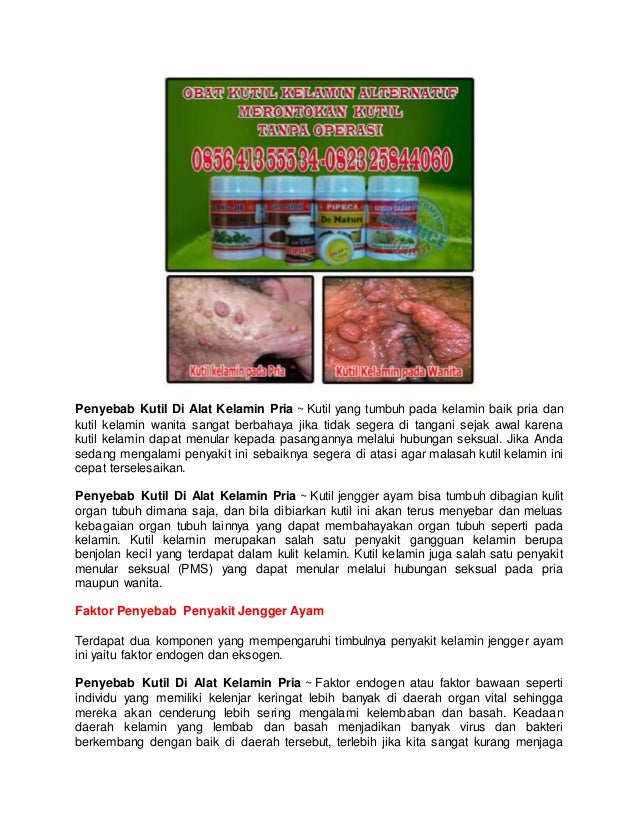  Penyebab kutil  di alat kelamin pria