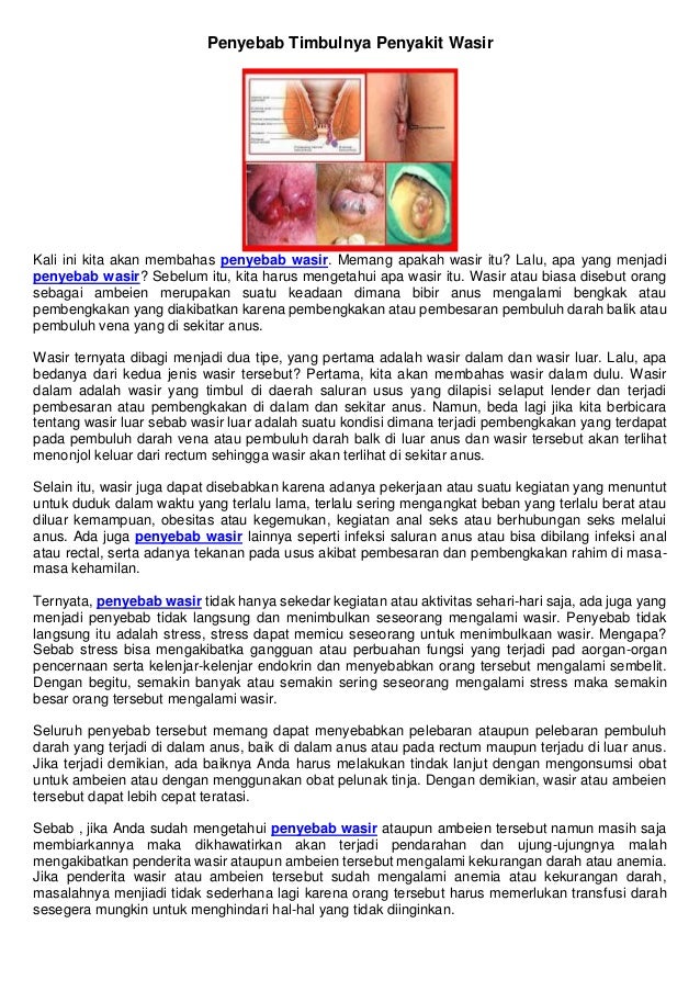 Penyebab Timbulnya Wasir