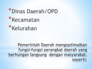 *Dinas Daerah/OPD
*Kecamatan
*Kelurahan
 