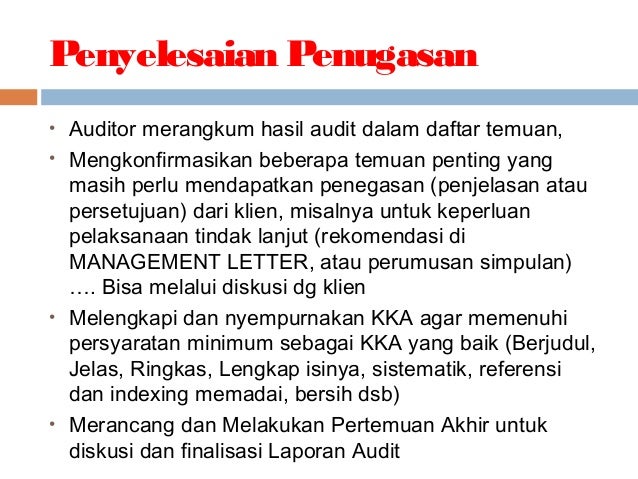 letter management yaitu Penyelesaian audit
