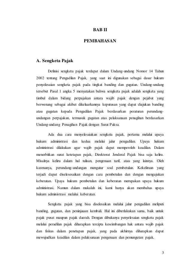Sistematika Penyelesaian Sengketa Pajak