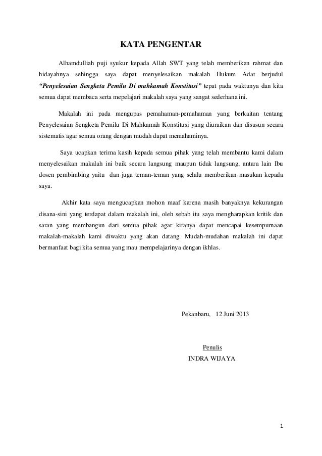Contoh Surat Hadir Bicara Di Mahkamah