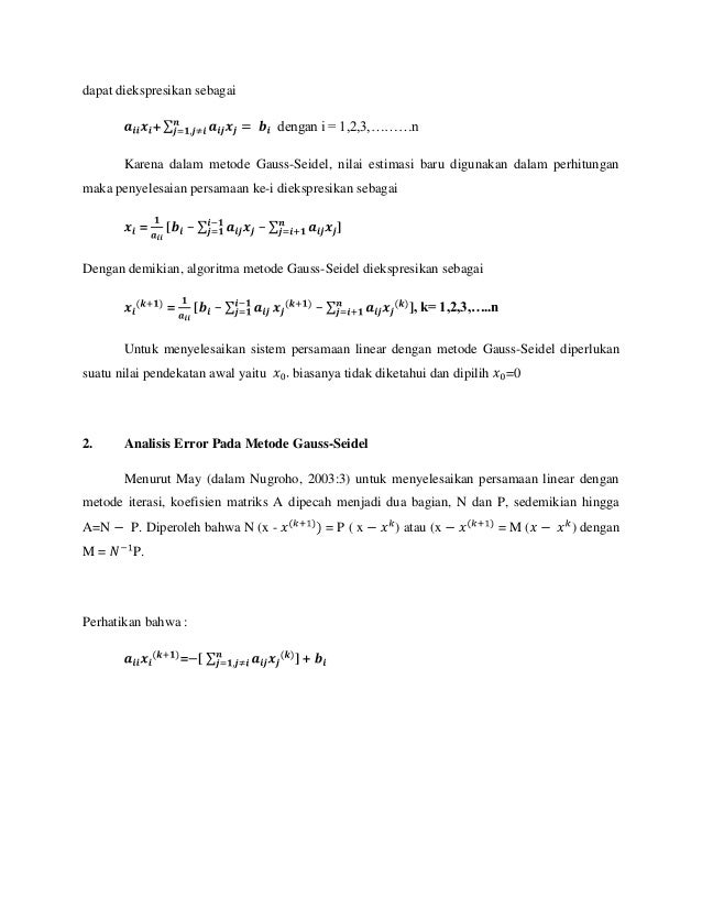 Penyelesaian Sistem Persamaan Linear Dengan Metode Iterasi Gauss Seid