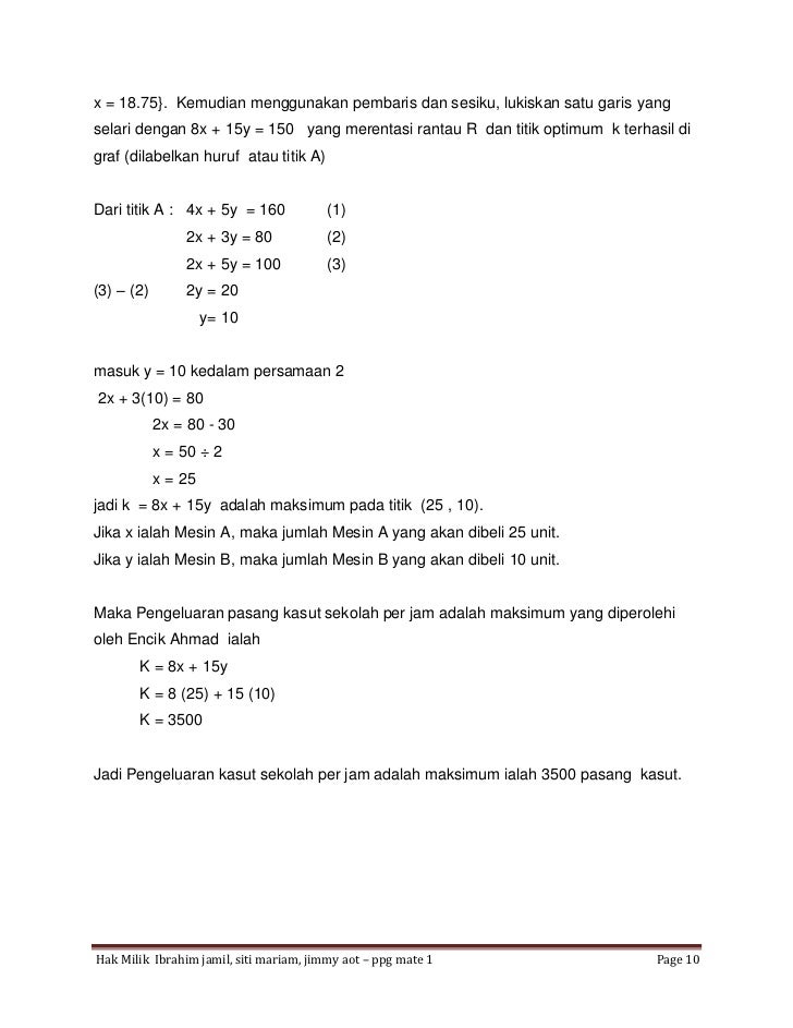 Matematik keputusan - pengaturcaraan linear