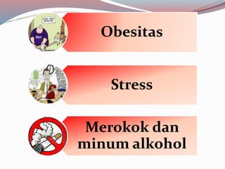 Obesitas
Stress
Merokok dan
minum alkohol
 