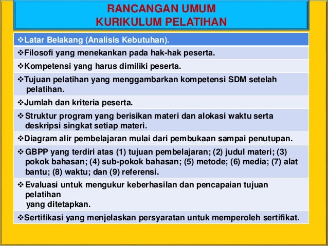Penyusunan Kurikulum Pelatihan