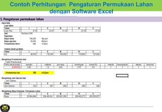 Contoh Perhitungan Pengaturan Permukaan Lahan
dengan Software Excel
 