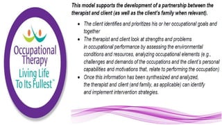 Applying the Person Environment Occupation Model to Practice