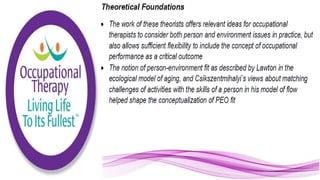 Applying the Person Environment Occupation Model to Practice