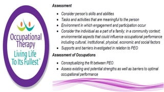 Applying the Person Environment Occupation Model to Practice