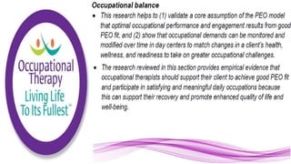 Applying the Person Environment Occupation Model to Practice