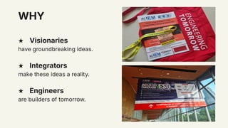 Confidential Copyright ©
★ Visionaries
have groundbreaking ideas.
★ Integrators
make these ideas a reality.
★ Engineers
ar...