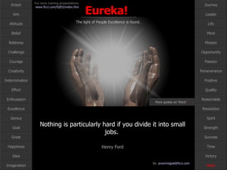 Nothing is particularly hard if you divide it into small jobs.  Henry Ford Work More quotes on ‘Work’ … 