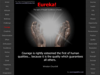 Courage is rightly esteemed the first of human qualities... because it is the quality which guarantees all others.  Winston Churchill Courage 