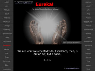 We are what we repeatedly do. Excellence, then, is not an act, but a habit.  Aristotle Excellence More quotes on ‘Excellence’ … 