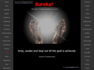 Arise, awake and stop not till the goal is achieved. Swami Vivekananda Goal 