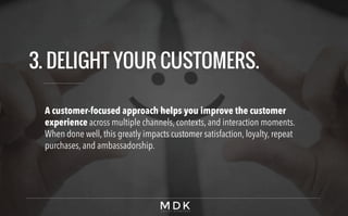 3. DELIGHT YOUR CUSTOMERS.
A customer-focused approach helps you improve the customer
experience across multiple channels,...