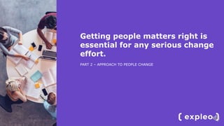 Getting people matters right is
essential for any serious change
effort.
PART 2 – APPROACH TO PEOPLE CHANGE
 