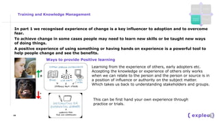 Training and Knowledge Management
In part 1 we recognised experience of change is a key influencer to adoption and to over...