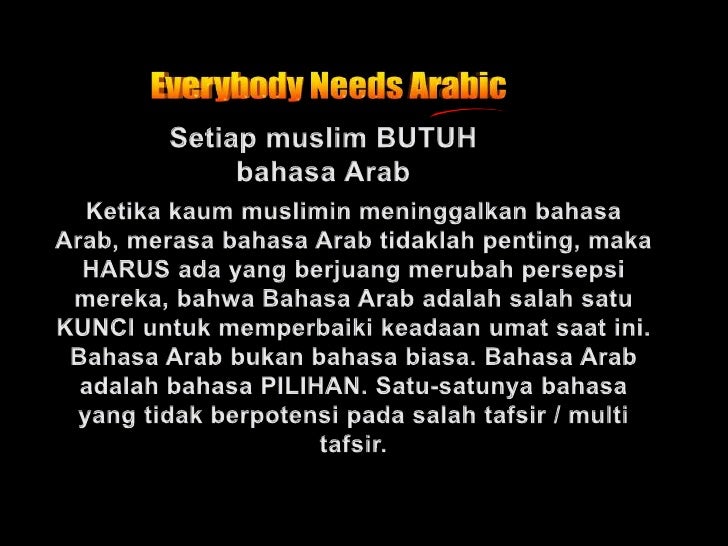 Bahasa Arab Itu Butuh Penting