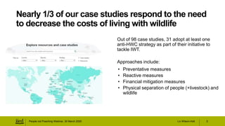 Liv Wilson-Holt
Out of 98 case studies, 31 adopt at least one
anti-HWC strategy as part of their initiative to
tackle IWT....