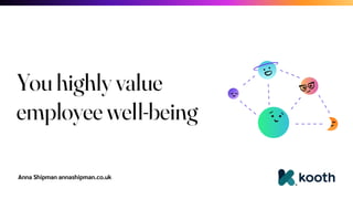 Anna Shipman annashipman.co.uk
You highly value
employee well-being
 