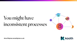 Anna Shipman annashipman.co.uk
You might have
inconsistent processes
 
