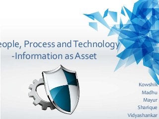 eople, Process andTechnology
-Information as Asset
Kowshik
Madhu
Mayur
Sharique
Vidyashankar
 