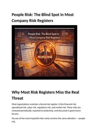 People Risk : the blind spot in most company risk registers | DOCX