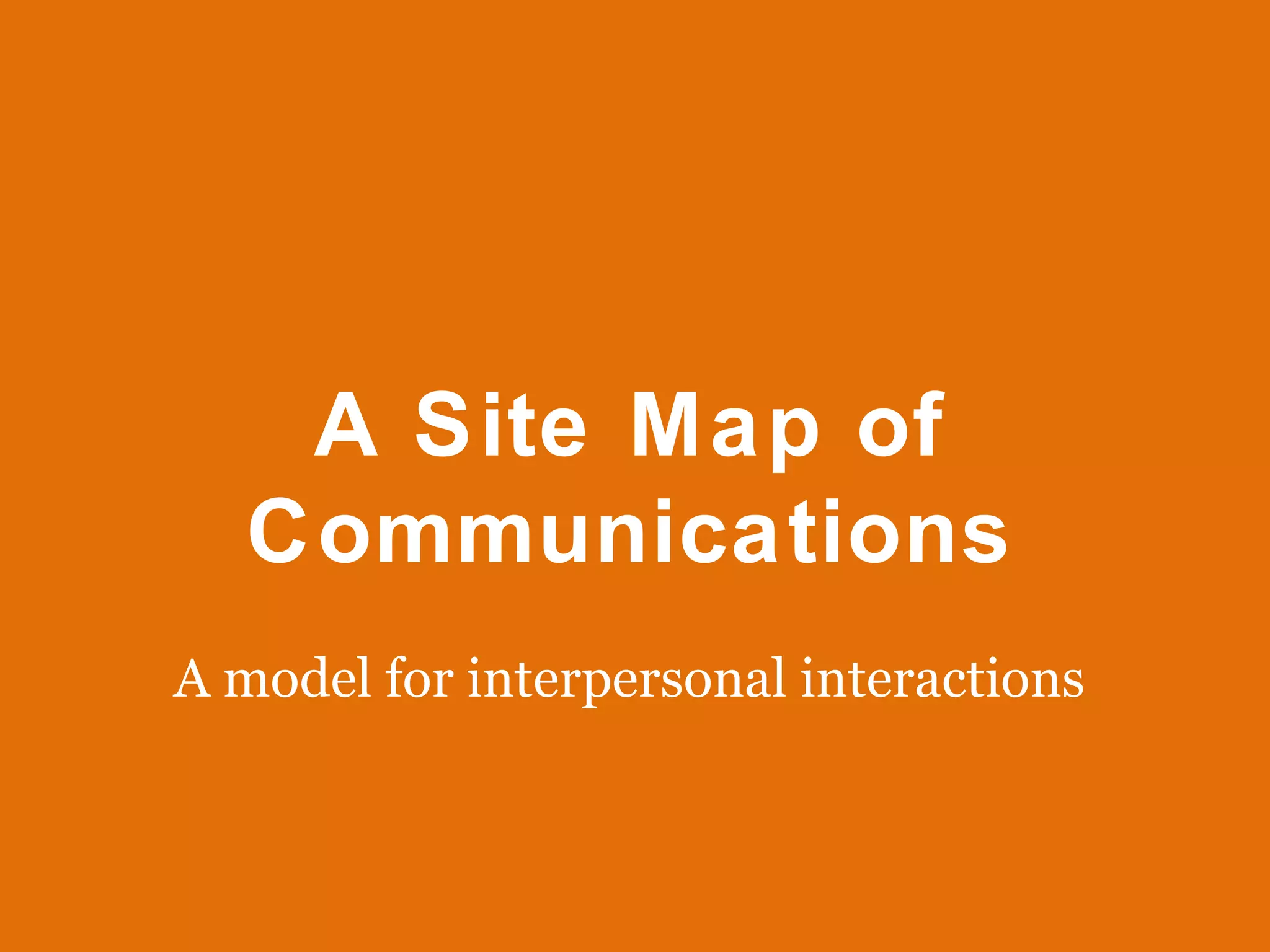 A Site Map of Communications A model for interpersonal interactions 