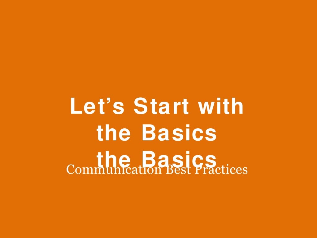 Let’s Start with the Basics