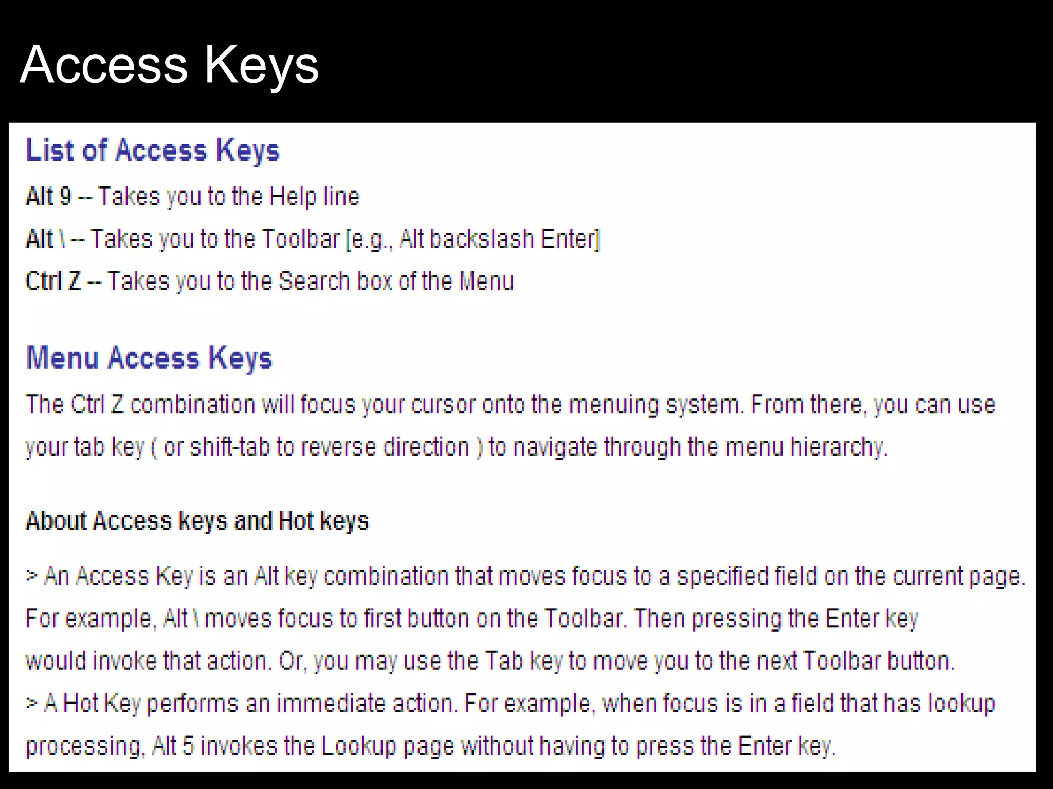 Access Keys

 