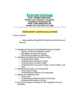 PEOPLESOFT CAMPUS SOLUTIONS Online training Tutorials | Best PEOPLESOFT CAMPUS SOLUTIONS training | Ecorptrainings