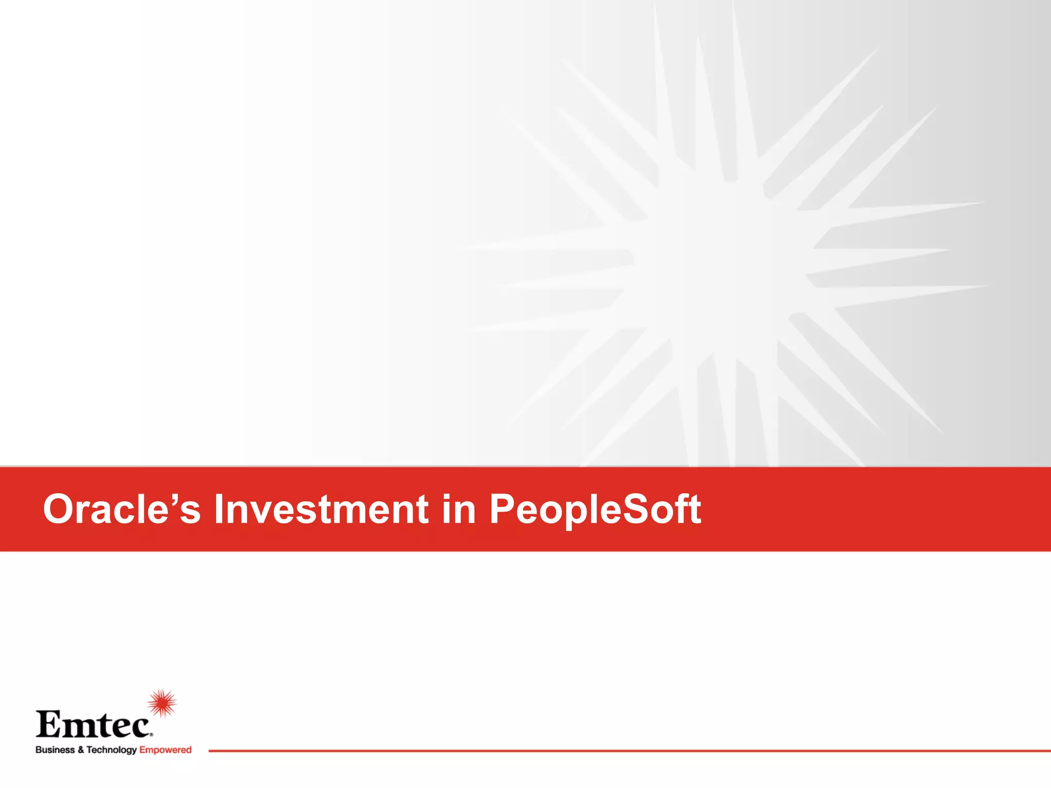 Oracle’s Investment in PeopleSoft

 
